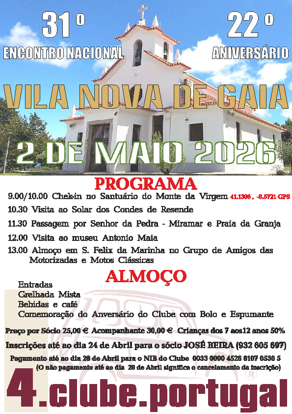 4 Clube Portugal realiza 31º Encontro Nacional em Vila Nova de Gaia